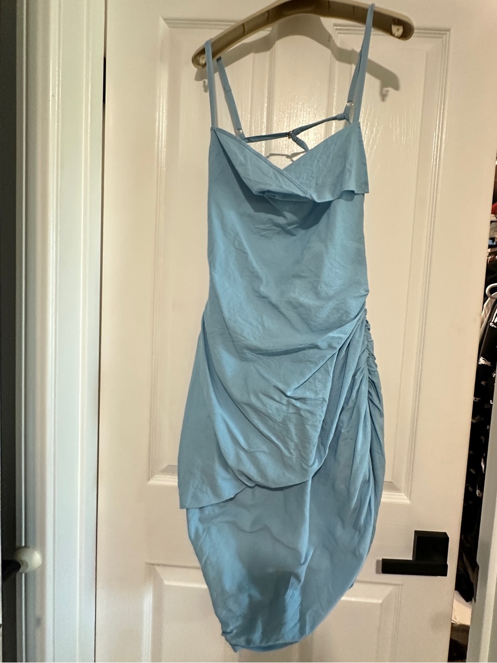 Jacquemus Sky Blue Asymmetrical Draped Slip Dress